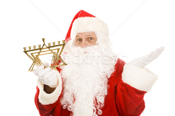 Santa Confused by Menorah Stock photo © lisafx