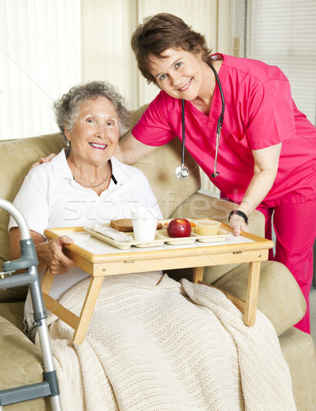 Senior acasă masă livrare asistentă Imagine de stoc © lisafx
