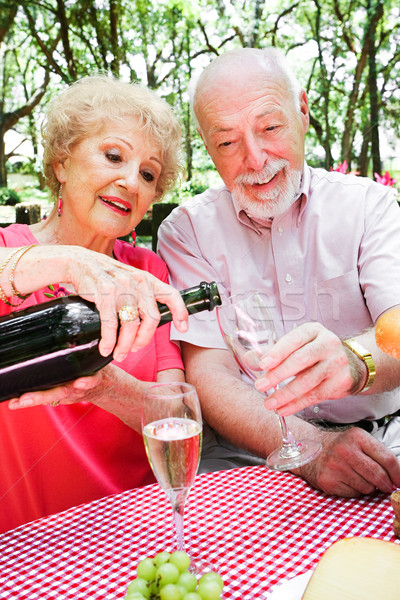 Senior picknick champagne romantische Stockfoto © lisafx