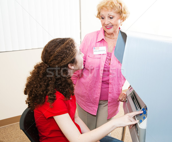 [[stock_photo]]: Aider · première · temps · électeur · élection · volontaire