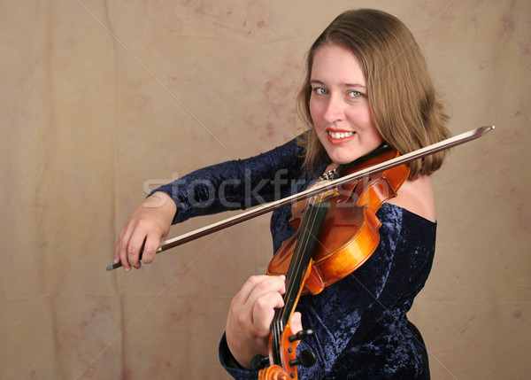 Klasszikus hegedűművész vízszintes kilátás csinos nő játszik Stock fotó © lisafx