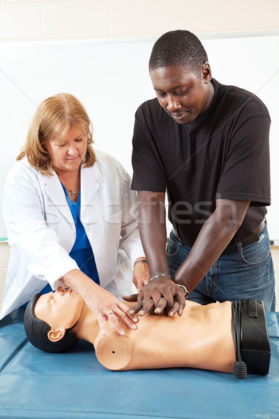 Felnőttoktatás tanít mesterséges lélegeztetés orvos nővér felnőtt Stock fotó © lisafx