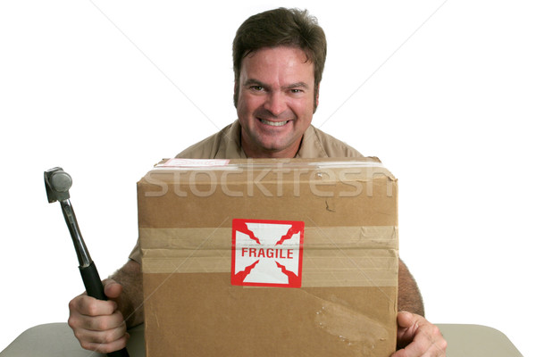 Mal mensajero paquete frágil sonrisa trabajo Foto stock © lisafx