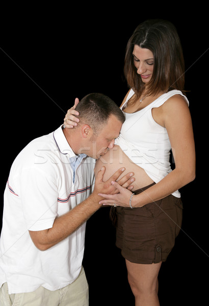 Сток-фото: любви · выжидательный · отец · целоваться · беременна · живота