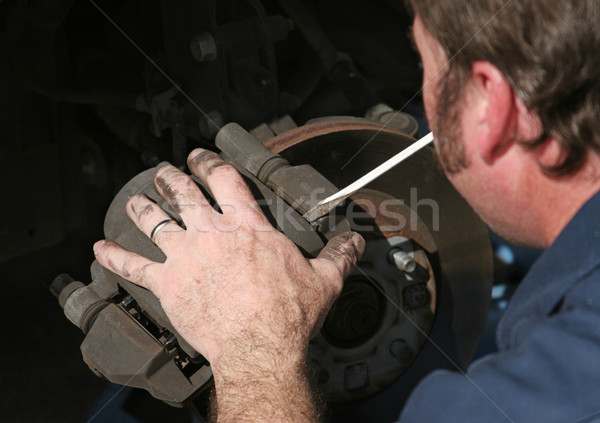 Bremse Gehäuse Automechaniker Vorderseite Disc Männer Stock foto © lisafx