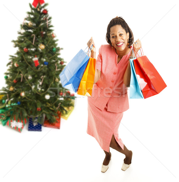 Excited African-American Christmas Shopper Stock photo © lisafx