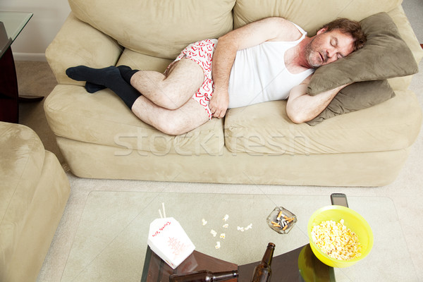Lusta nap otthon kilátás állástalan férfi Stock fotó © lisafx