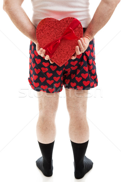 Valentinsdag candy Überraschung Mann Herz Unterwäsche Stock foto © lisafx
