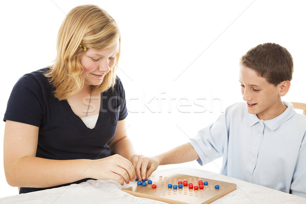 Foto stock: Chino · juego · hermano · hermana · jugando