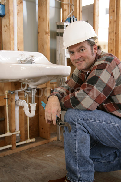 Friendly Construction Plumber Stock photo © lisafx