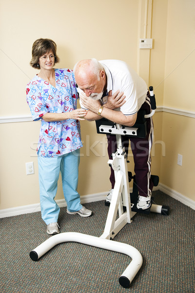 Foto stock: Senior · homem · coluna · terapeuta · escritório