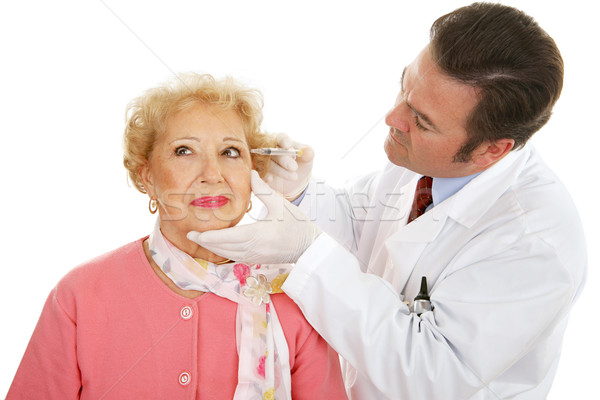 Stockfoto: Cosmetische · chirurg · werk · senior · gezicht · rimpels