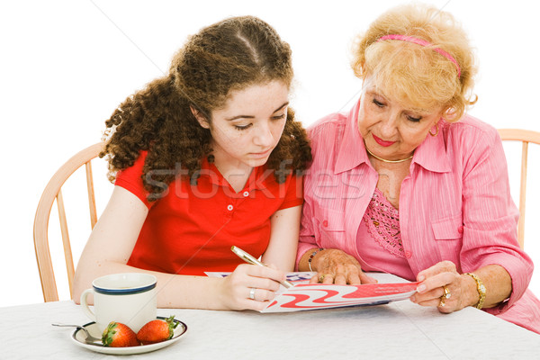 Pomoc wyborca rejestracja starszy kobieta pomoc Zdjęcia stock © lisafx