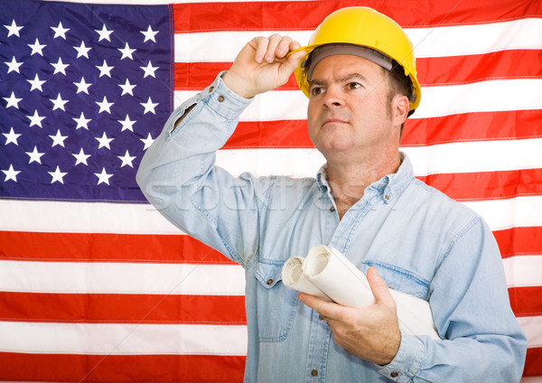 Patriotic Construction Worker Stock photo © lisafx