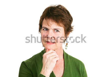 Starsza kobieta niepewność myślenia coś patrząc mylić Zdjęcia stock © lisafx