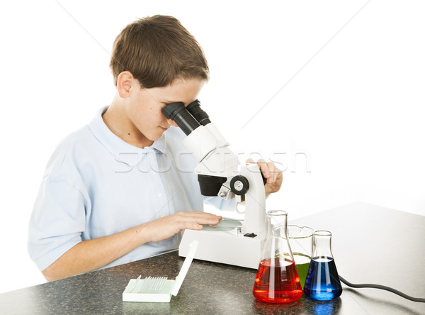 Child Looks Through Microscope Stock photo © lisafx