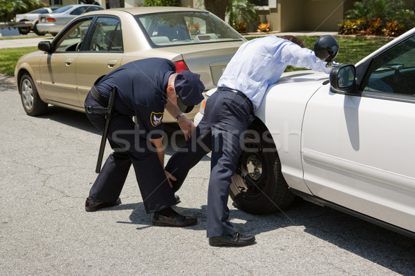 Polizei nach unten Polizist Verkehr stoppen Auto Stock foto © lisafx