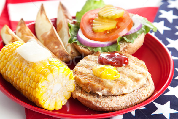 Fourth of July Picnic - Turkey Burger Stock photo © lisafx