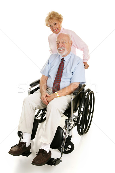 Stockfoto: Senior · gehandicapten · man · vrouw · rolstoel · liefhebbend