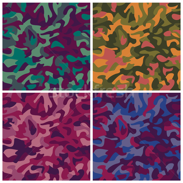 Kolorowy kamuflaż bezszwowy wektora wzór cztery Zdjęcia stock © Lisann