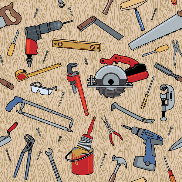 Tools on Wood Pattern Stock photo © Lisann