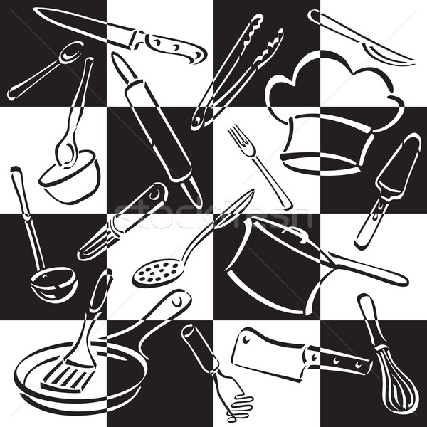 Stock photo: Kitchen Tools Checkerboard