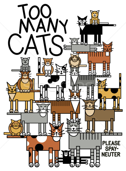 Muchos gatos ilustración grande familia gato Foto stock © Lisann