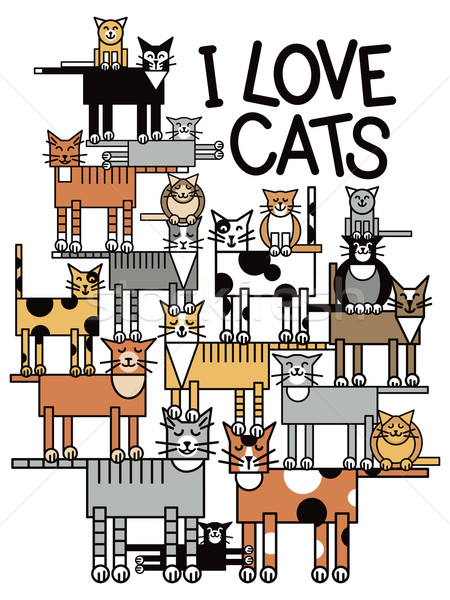 Liefde katten ontwerp groep begaafd cute Stockfoto © Lisann