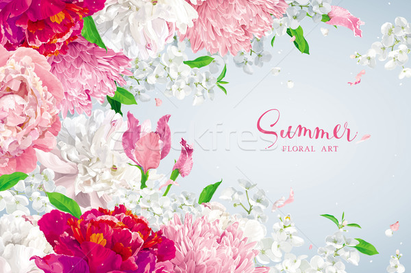 Pink, red and white summer flowers background Stock photo © LisaShu