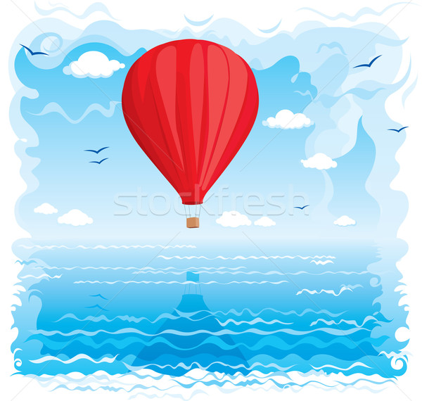 Vrijheid Rood ballon vliegen zee hemel Stockfoto © LisaShu