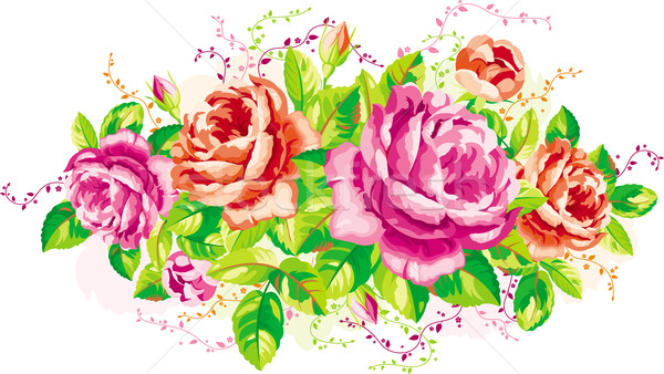 Vintage rozen arrangement roze rode rozen liefde Stockfoto © LisaShu