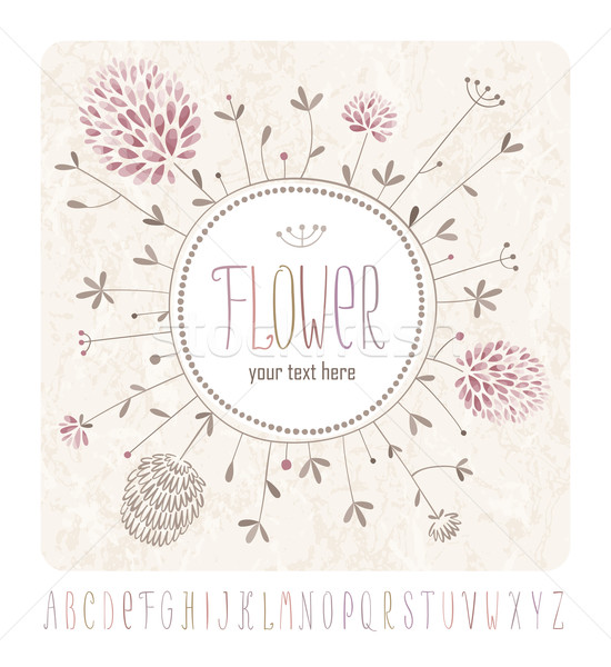 Wiese Blumen Alphabet Grußkarte Label handschriftlich Stock foto © LisaShu