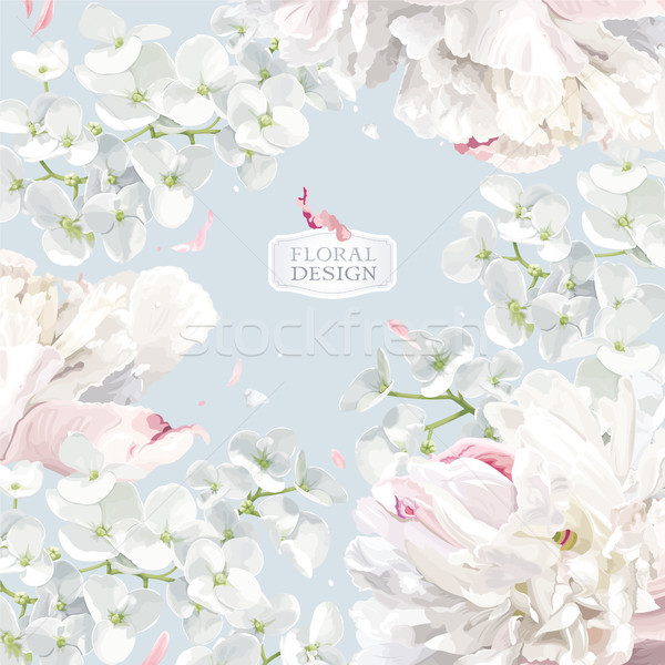 Peonies and Apple blossom floral vector background Stock photo © LisaShu