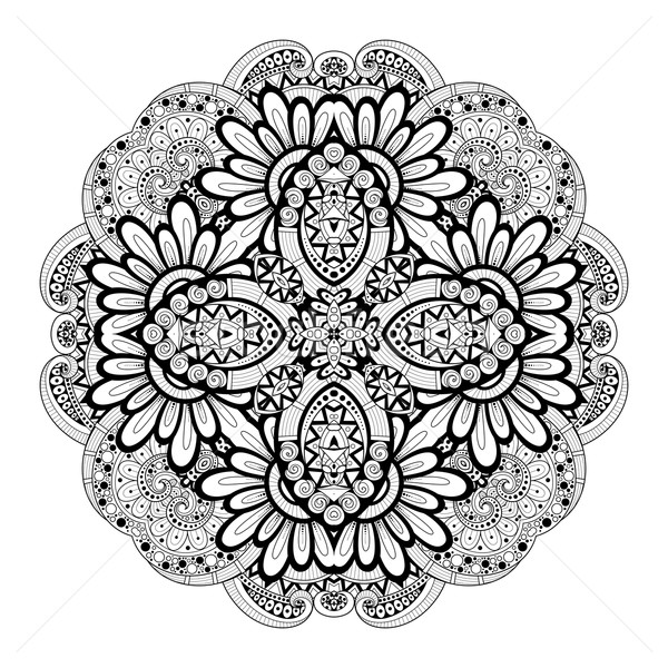 Stock photo: Vector Beautiful Deco Monochrome Contour Square