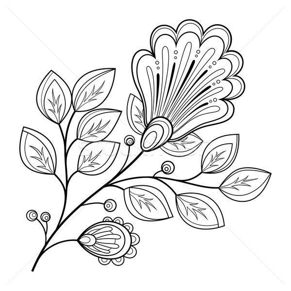 Vecteur belle monochrome contour fleur vecteur fleur Photo stock © lissantee