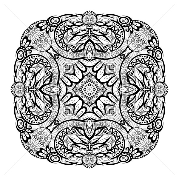 Vector Beautiful Deco Monochrome Contour Square Stock photo © lissantee