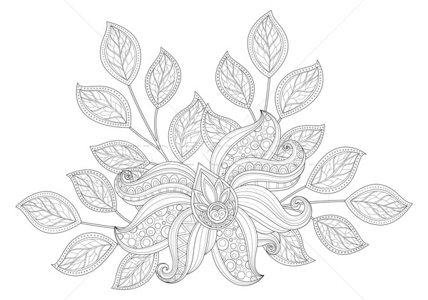 Foto stock: Vetor · monocromático · floral · ornamento · flores