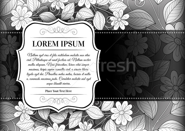 Vector Mohochrome Floral Template with Place for Text Stock photo © lissantee