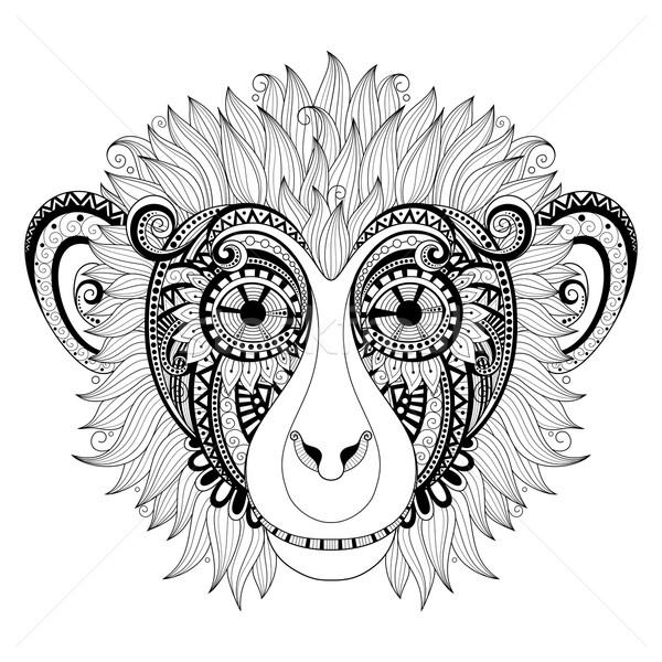 Vector Ornate Monkey Head Stock photo © lissantee