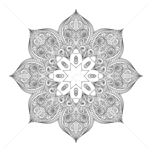 Vektor gyönyörű monokróm körvonal mandala dizájn elem Stock fotó © lissantee
