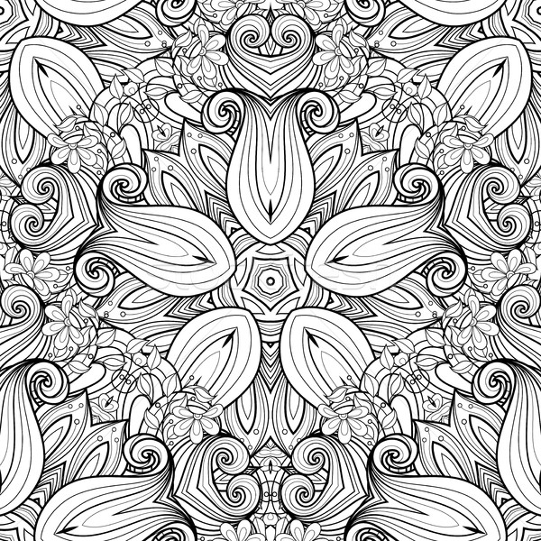 商业照片: 向量 · 无缝 · 单色 · 模式 · 手工绘制