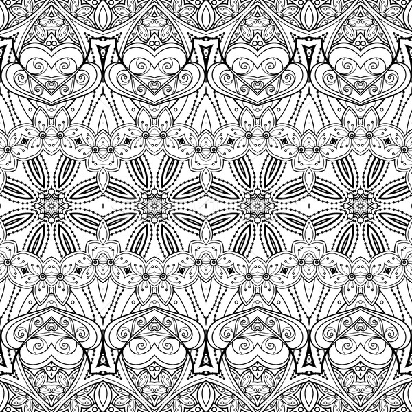 Vector Seamless Abstract Black and White Tribal Pattern Stock photo © lissantee