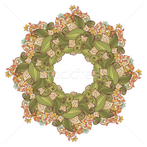 Foto stock: Vector · floral · dibujado · a · mano · ornamento · corona