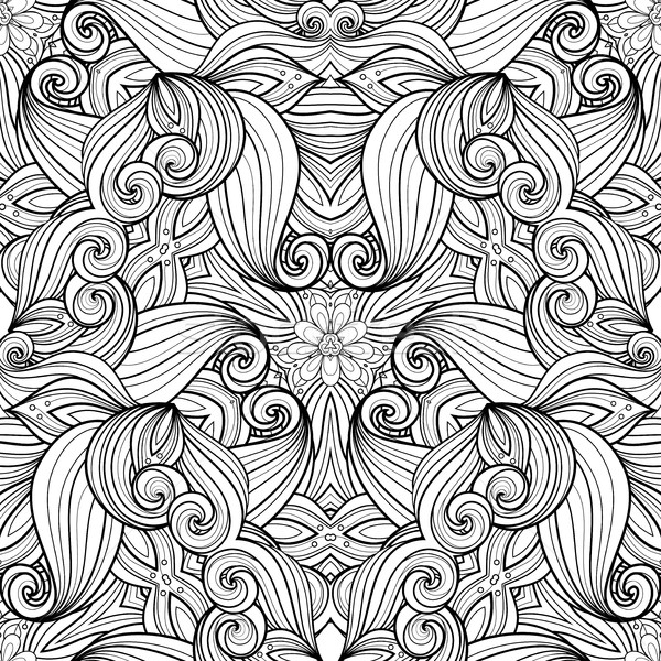 ベクトル シームレス モノクロ パターン 手描き ストックフォト © lissantee