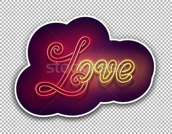 Vintage Glow Signboard with Love Inscription Stock photo © lissantee