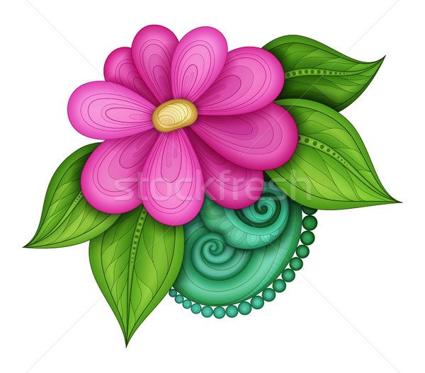Stock fotó: Vektor · színes · virágmintás · kézzel · rajzolt · dísz · virágok