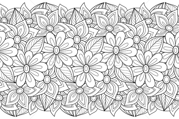 Stock photo: Vector Seamless Monochrome Floral Pattern