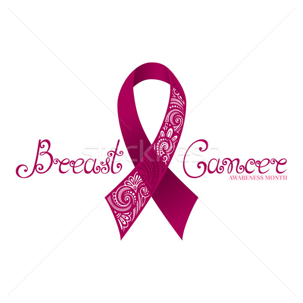 Vector Ornate Pink Ribbon of Breast Cancer on Black Background Stock photo © lissantee