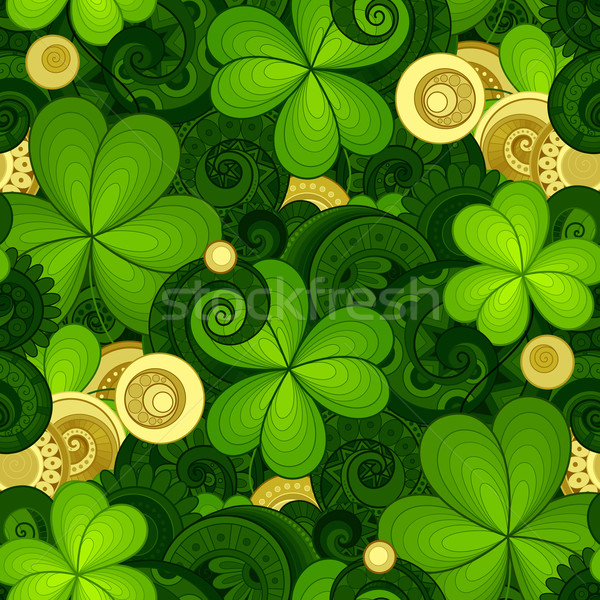 Vector Seamless Floral Pattern with Decorative Clover and Gold C Stock photo © lissantee