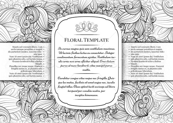 Vector Monochrome Floral Template with Place for Text Stock photo © lissantee